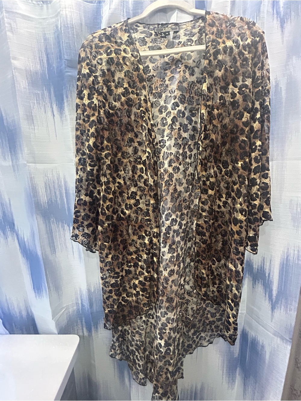 Lucky & Blessed Leopard Print Open Front Duster - Brown/Tan